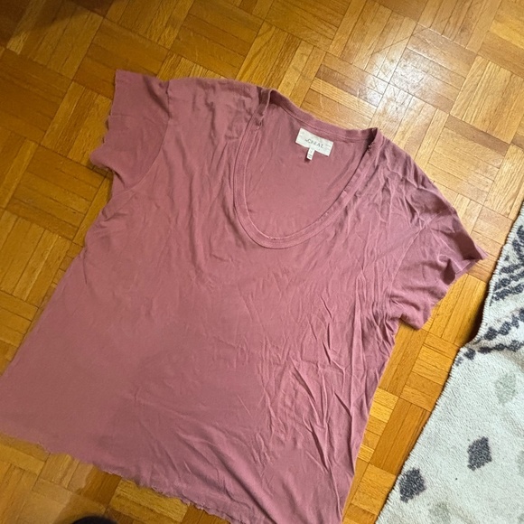 THE GREAT. the v neck tee - dusty rose - Picture 6 of 6